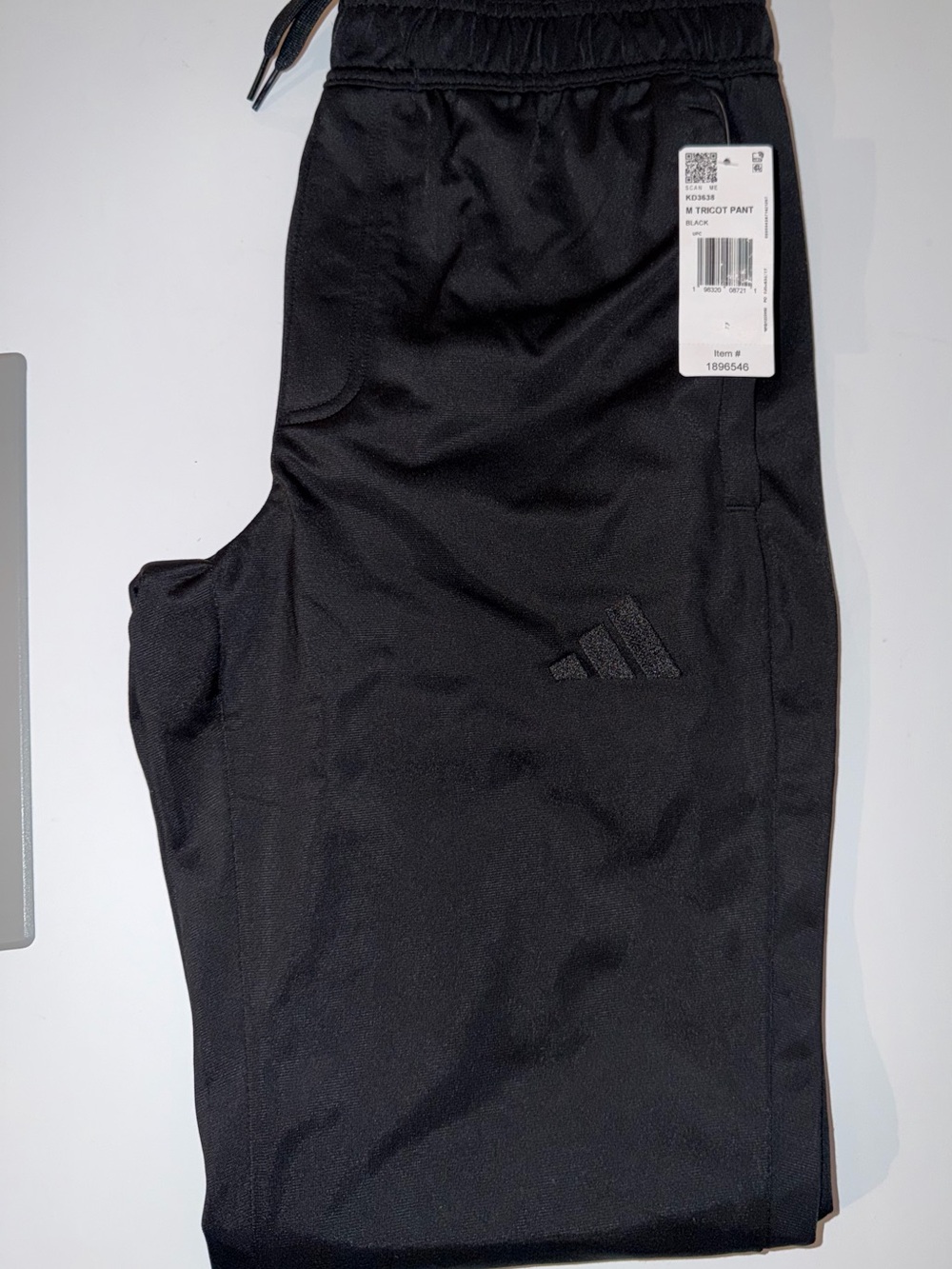 Adidas Black Men's Tricot Joggers with Subtle Logo